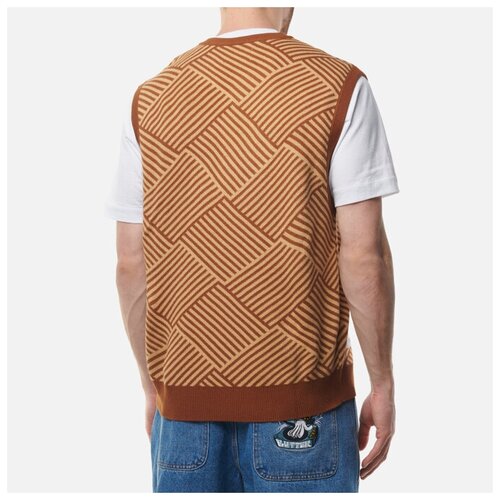 фото Мужской жилет butter goods parquet knit коричневый, размер m