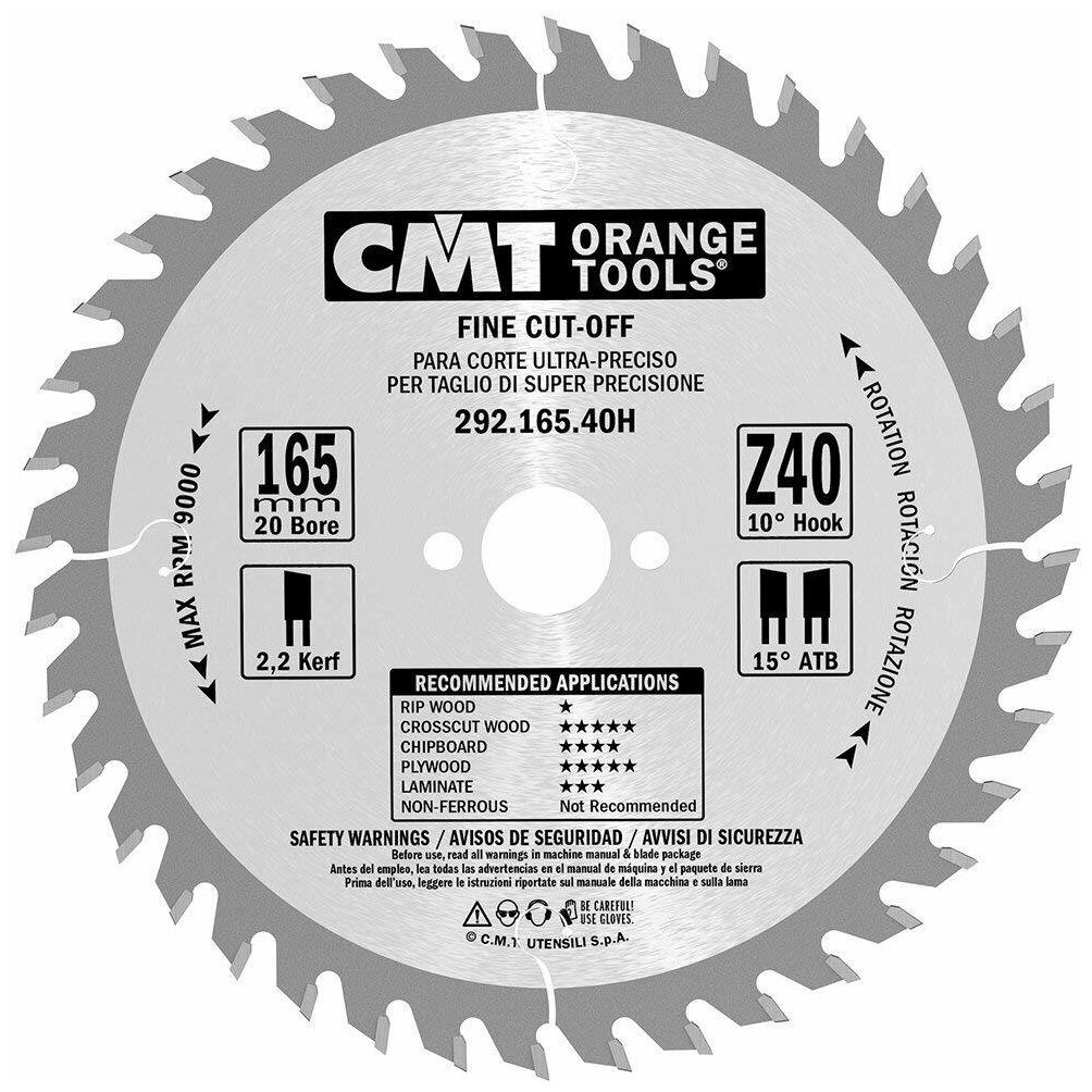 CMT пильный 165x20x2.2/1.6 292.165.40H