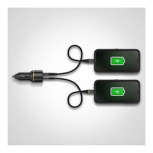 Автомобильное зарядное устройство OtterBox 30W, 2 порта: USB-C (18W), USB-A (12W), Premium, для быстрой зарядки, цвет Black, черный (78-52545)