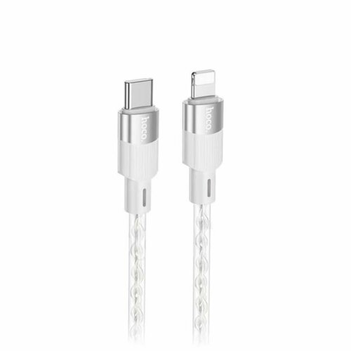 Кабель USB-C iPhone Lightning Hoco X99 (3A/20W/PD/прозрачный силикон/термостойкий) <серый> кабель usb lightning hoco x99 2 4а прозрачный силикон термостойкий