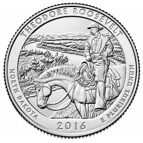 031d монета сша 2016 год 25 центов шоуни медь никель unc (034p) Монета США 2016 год 25 центов Теодор Рузвельт Медь-Никель UNC