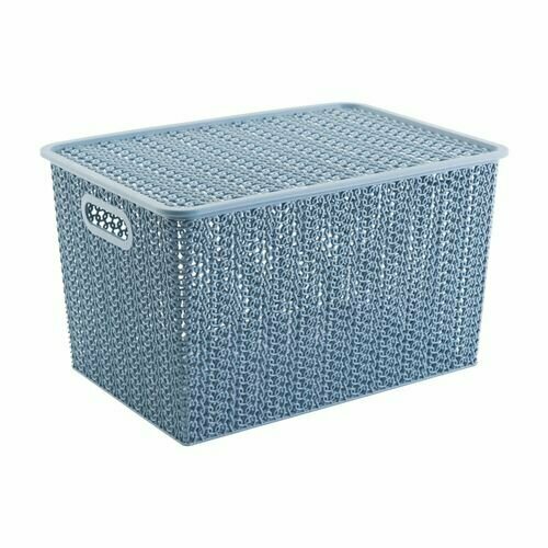 Корзина для хранения Вязь 14,0 л 350*245*205 с крышкой серый