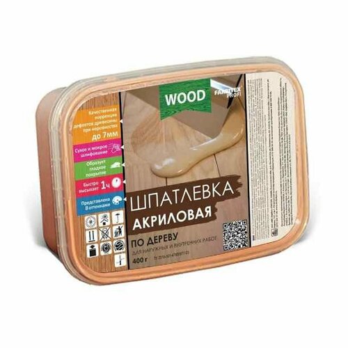 Шпатлевка по деревуFARBITEX PROFI WOOD 0,4 кг берёза