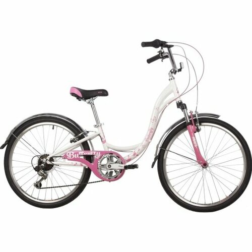 Подростковый велосипед NOVATRACK 24 Butterfly рама 11 белый-розовый 24SH6V BUTTERFLY11PN22 1896500₽