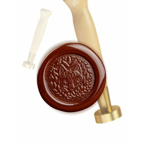 Сургучная печать с деревянной ручкой. Оттиск для скрапбукинга. Штамп 30мм, 