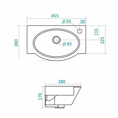 Умывальник Santek Форум-45 (Л) раковина 45 см santek форум 45 1 wh11 0 545