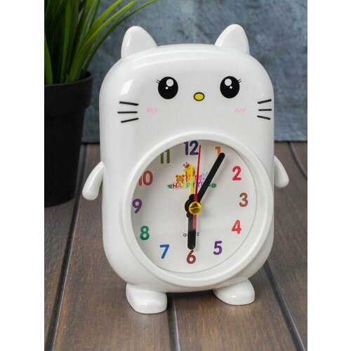 Часы настольные с будильником Smart cat white белый