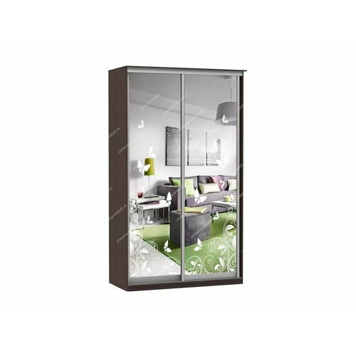 Шкаф купе Модерн 1490х450 2-х дверный 2-х секционный зеркальный с пескоструем 4 венге 75852₽
