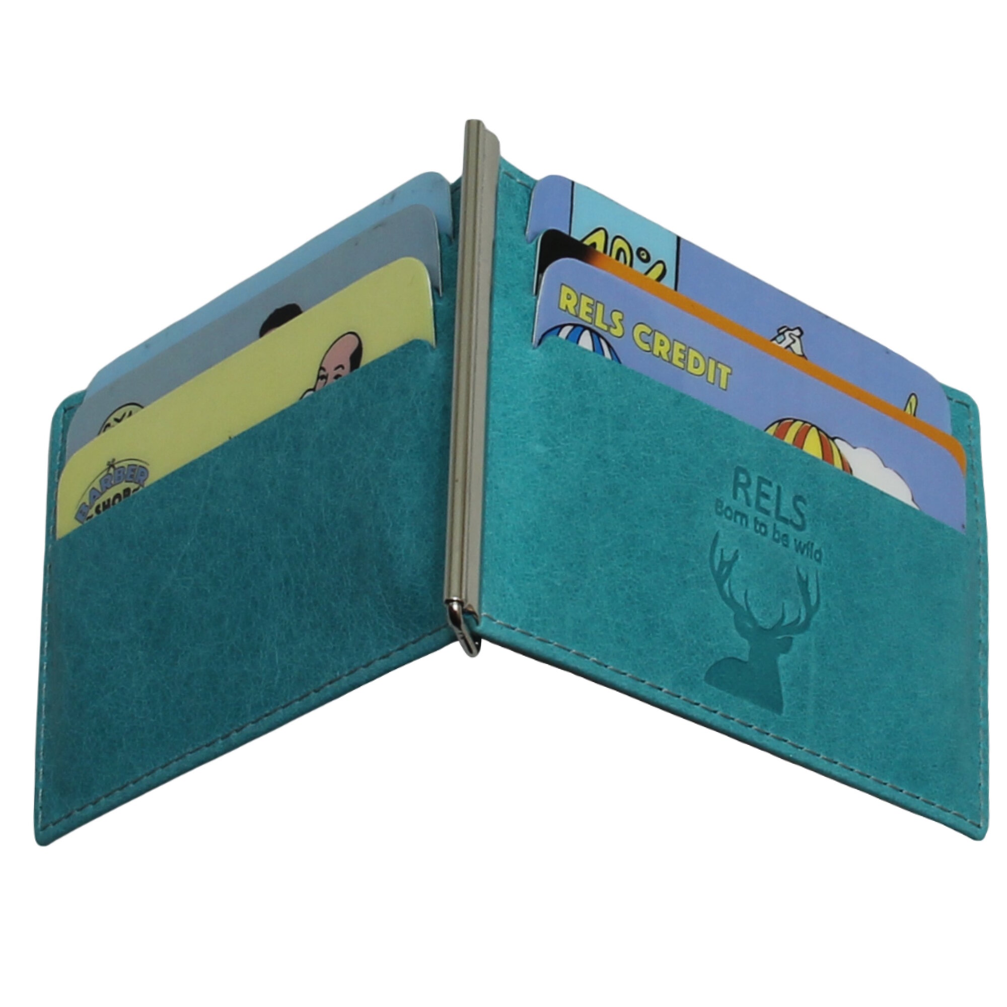 Зажим для купюр RELS, фактура гладкая, бирюзовый — фото 1