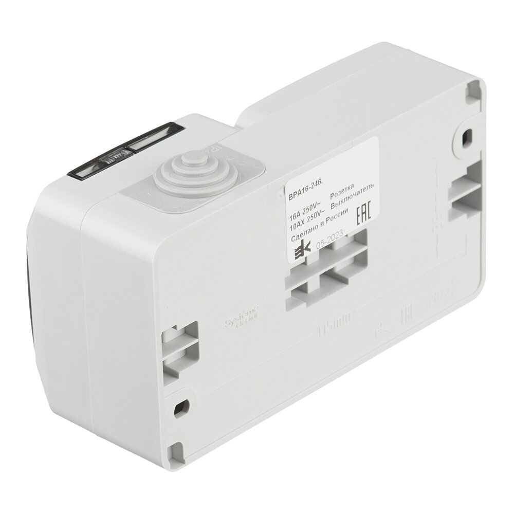 Этюд BPA16-246C Блок комбинированный (1 кл.+1 роз., 16 А, в сборе, открытая установка, з/к, шторки, крышка, IP44, серый) Упаковка (7 шт.) Schneider Electric - фото №7