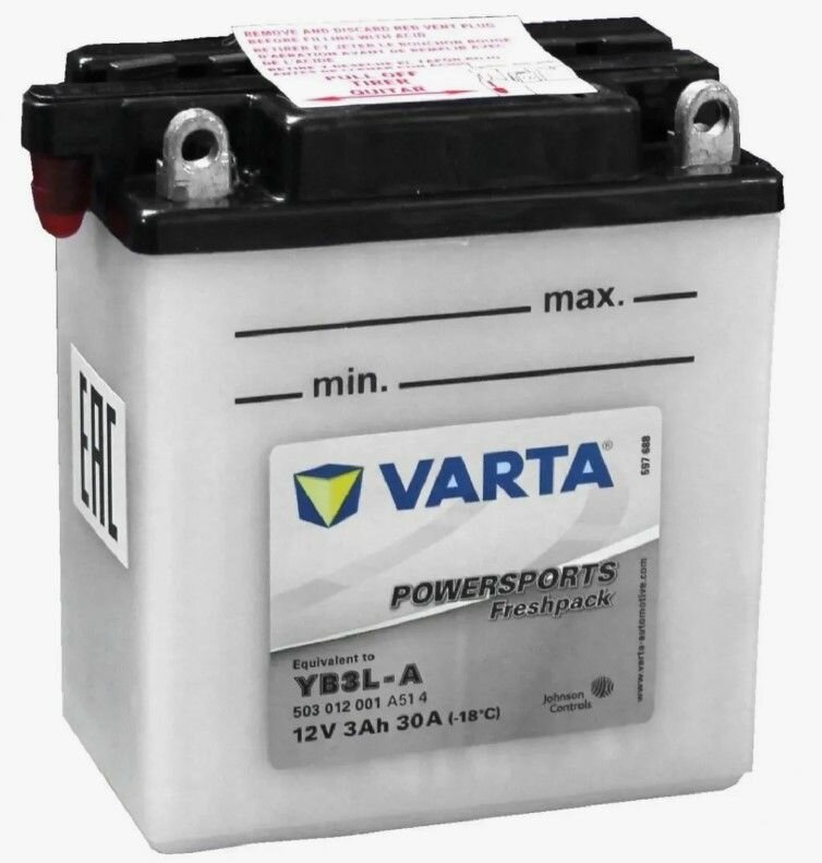 Аккумулятор VARTA мото 3 FP+ элек. 2 001 YB3L-A 100х58х112 (ETN-6СТ3 503 01)