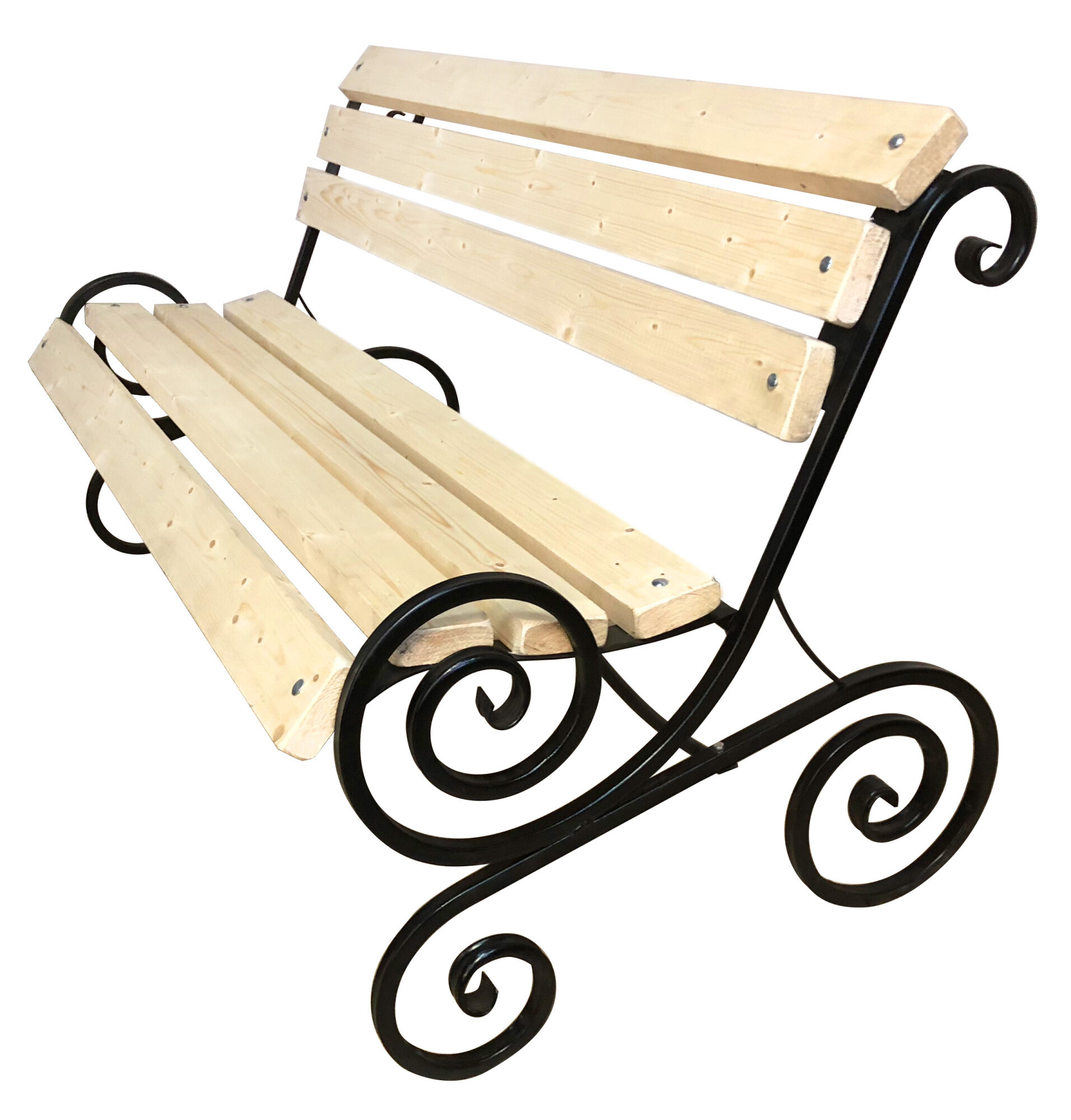 фото Скамья M-group Завиток 2 метра черный каркас