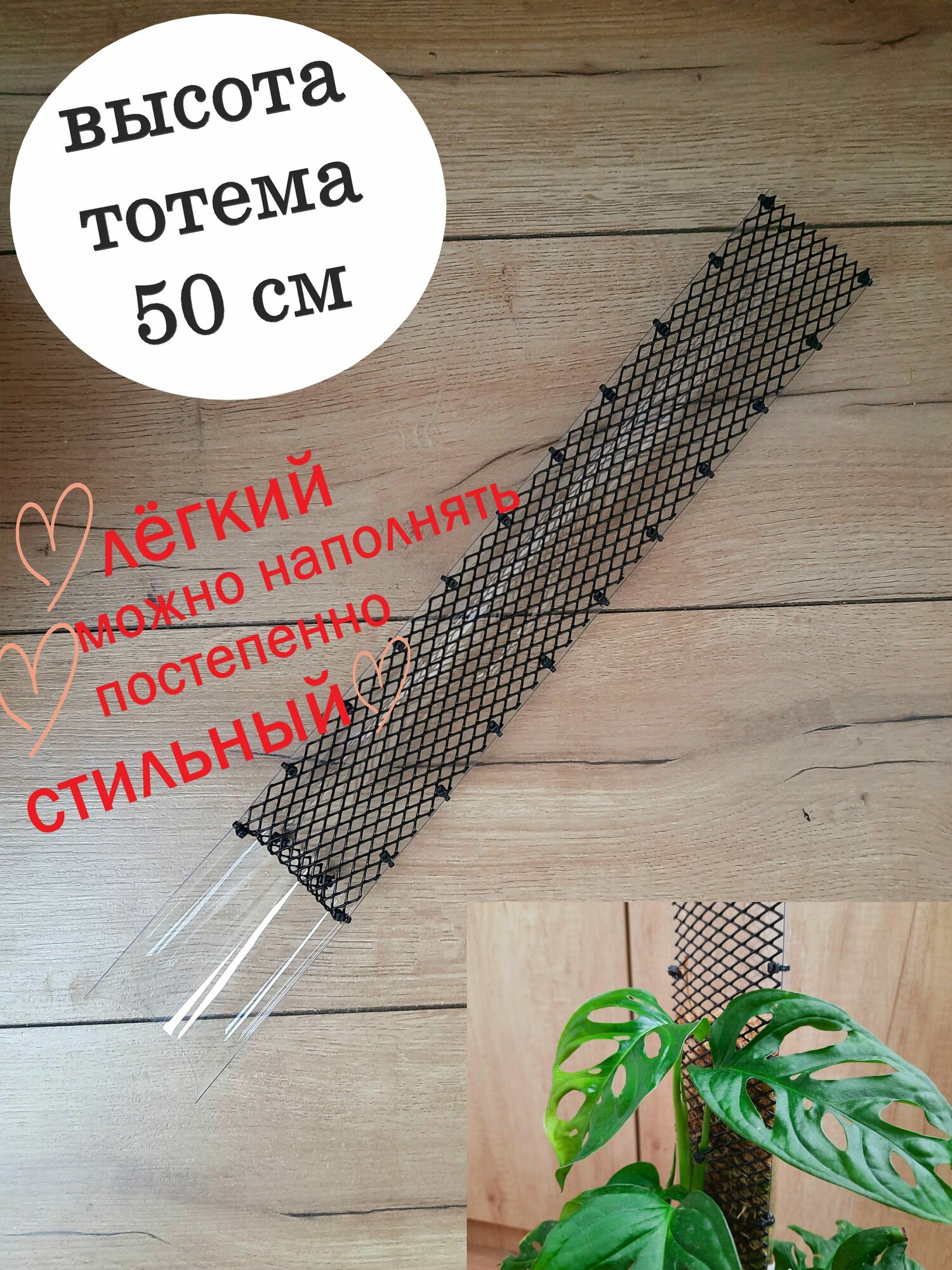 фото Тотем для комнатных растений (опора для лиан, ароидных) VALERI 50см без наполнителя