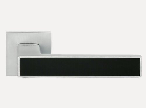 Изображение товара Ручка дверная Morelli MH-48-S6 SSC/BL суперматовый хром/черный, ручки для межкомнатных дверей на квадратной розетке комплект 1 шт, фурнитура
