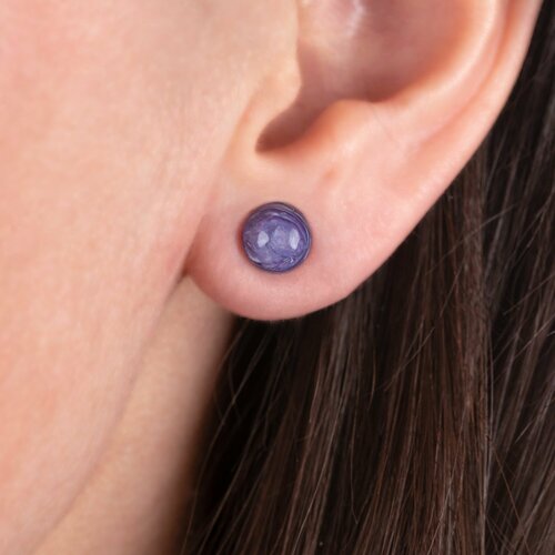 Серьги пусеты Diana Savitskaya, чароит, фиолетовый