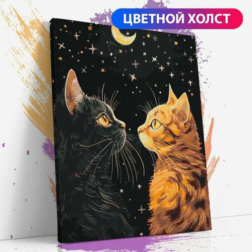 Картина по номерам на холсте с подрамником, Два кота. Кот черный. Кот рыжий. Тень кота, 40х50 см картина по номерам два кота 40х50 см
