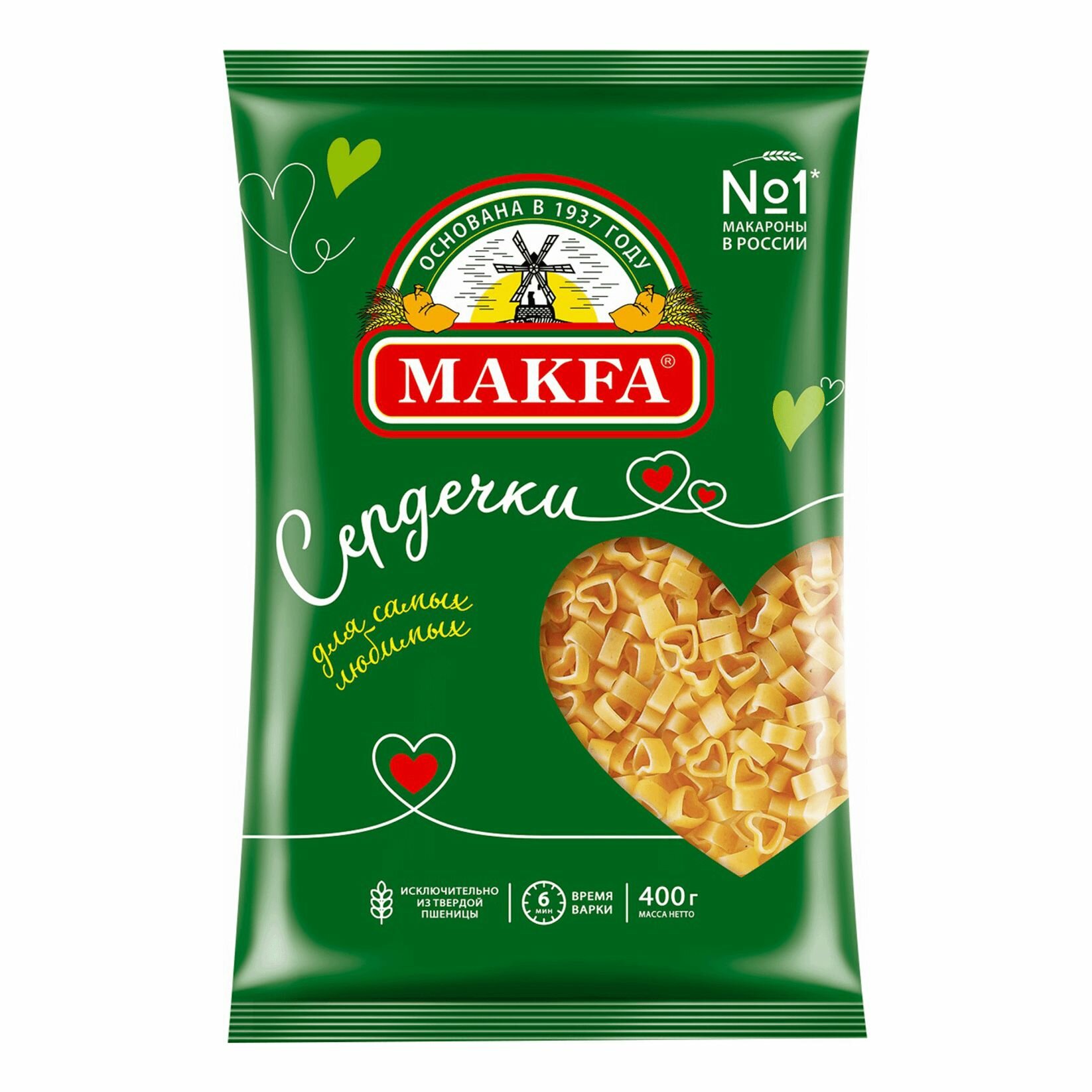 Makfa Макароны сердечки, 400 г, 2 уп