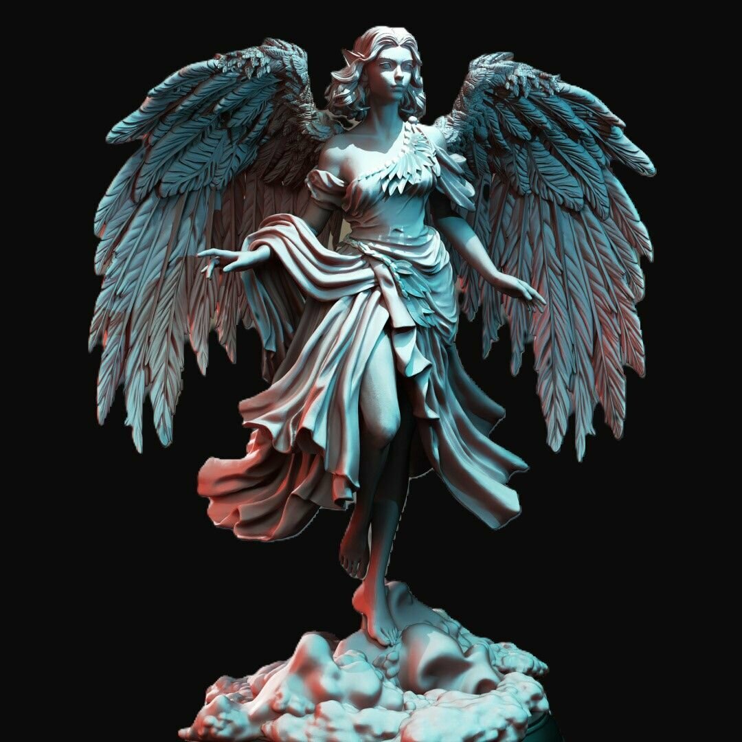 Фэнтези миниатюра ангел любви (эльфийка с крыльями), игровая фигурка для раскрашивания (масштаб 75мм