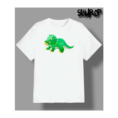 Футболка Zerosell динозавр трицератопс, размер S, белый мужская футболка суши динозавр трицератопс s белый