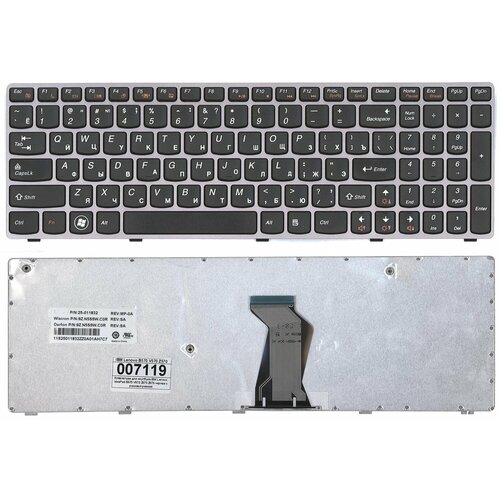 Клавиатура для ноутбука Lenovo IdeaPad B570 B580 V570 Z570 Z575 B590 черная с серой рамкой клавиатура для ноутбука lenovo ideapad b570 b580 v570 z570 z575 b590 черная с серой рамкой