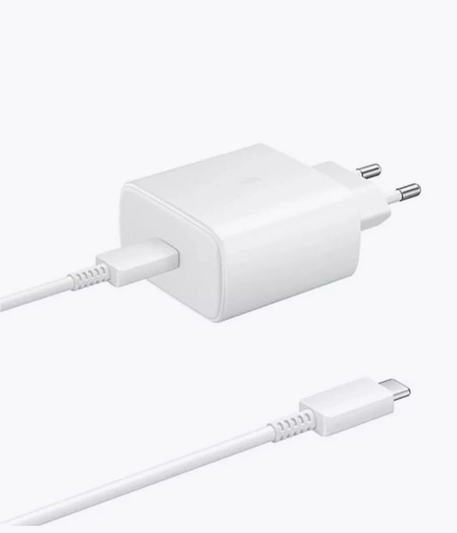 Зарядное сетевое устройство для Samsung с кабелем USB Type-C 45 W/Адаптер питания Super Fast Charging/Быстрая зарядка 45Вт/Белая