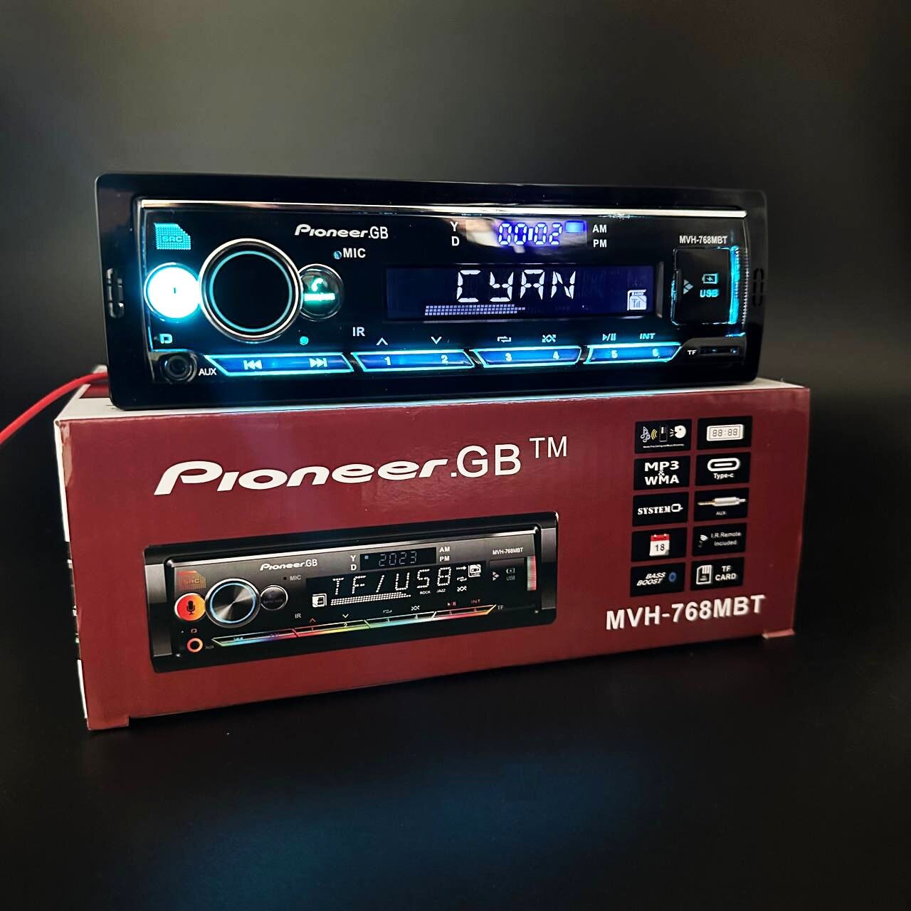 Автомагнитола в авто Pioneer.GB 1 DIN / Автомобильная магнитола с Bluetooth в машину / USB, AUX / пульт ДУ — фото 1