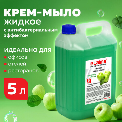 Мыло-крем жидкое 5 л, лайма PROFESSIONAL Яблоко, с антибактериальным эффектом, 600189 упаковка 4 шт.