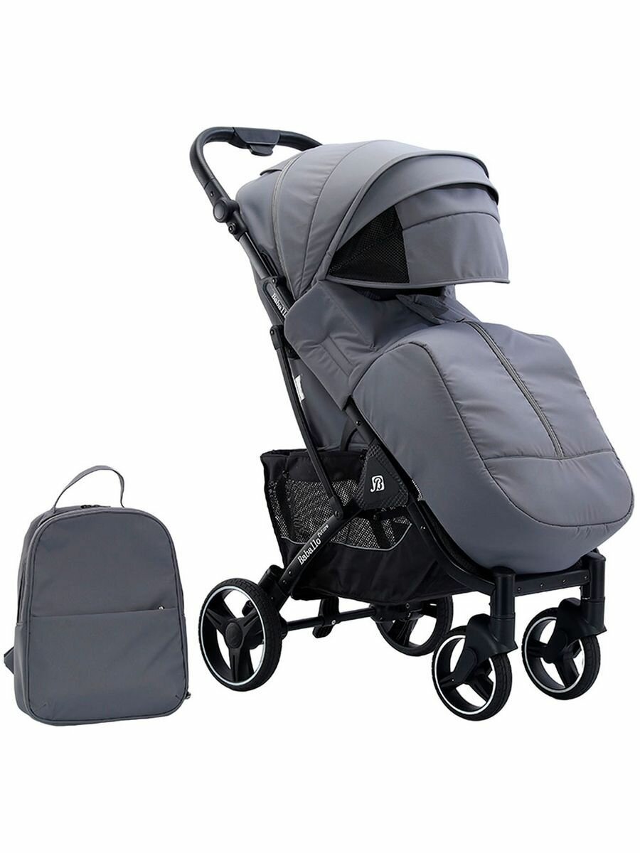 Картинки Детская прогулочная коляска Babalo future 2024 NEW Серая, Рама черная, механическая спинка, сумка в комплекте