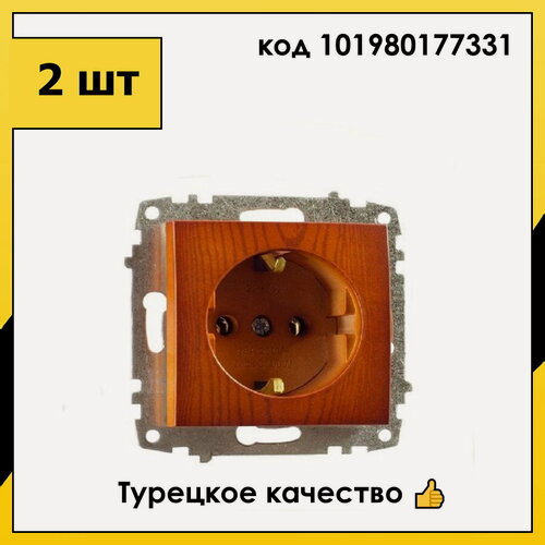 Изображение товара 2 шт. Розетка В Рамку Одинарная с Заземлением Вишня IP20 16А 250В Zena Vega EL-BI арт. 609-012800-217