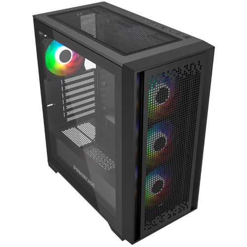 Корпус Powercase ByteFlow Black (CBFB-A4) корпус miditower aerocool mirage g bk v1 atx argb glass window 1x mirage 120mm