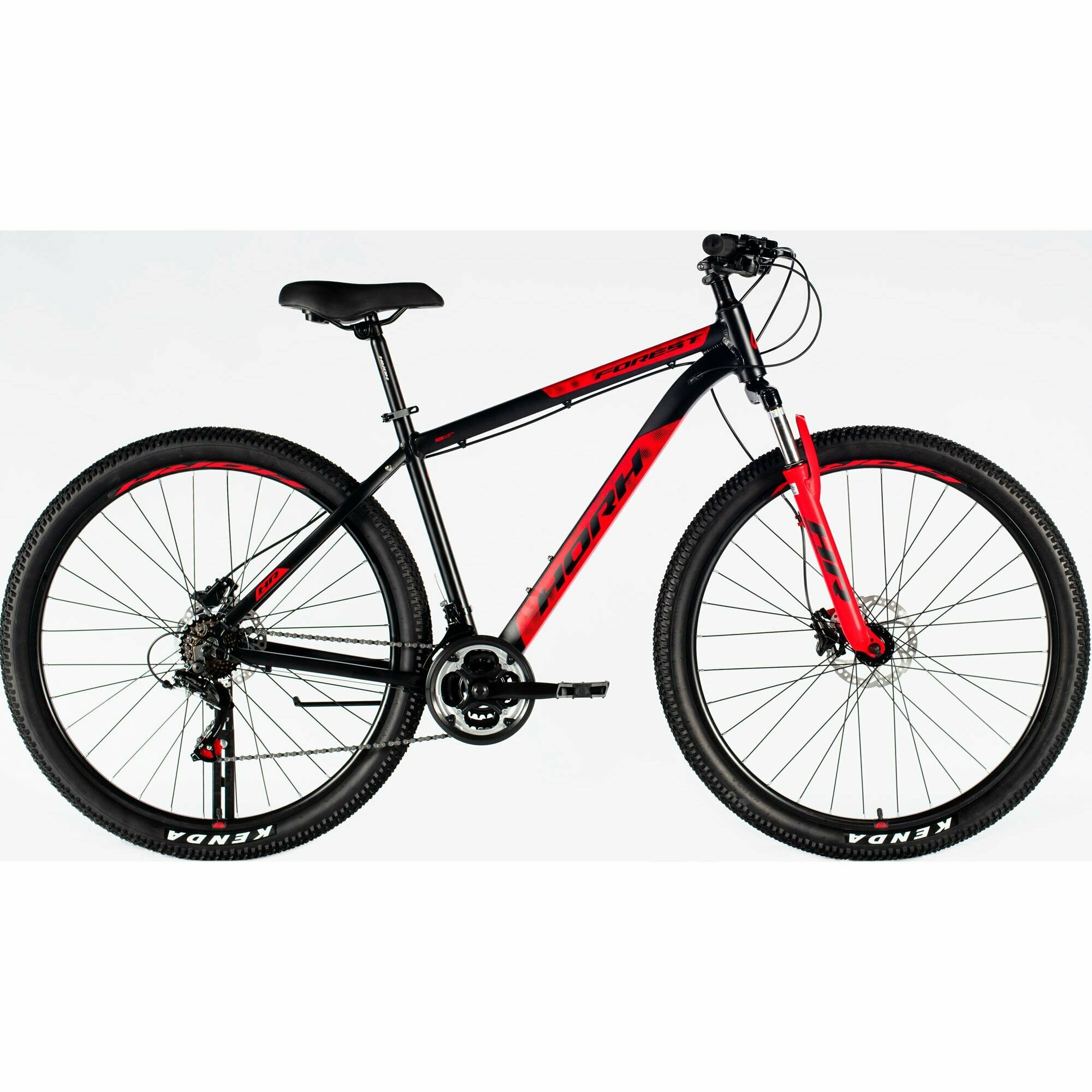 Велосипед горный HORH FOREST FHD 9.0 29" (2024), хардтейл, взрослый, мужской, алюминиевая рама, 21 скорость, дисковые гидравлические тормоза, цвет Black-Red, черный/красный цвет, размер рамы 19", для роста 180-190 см