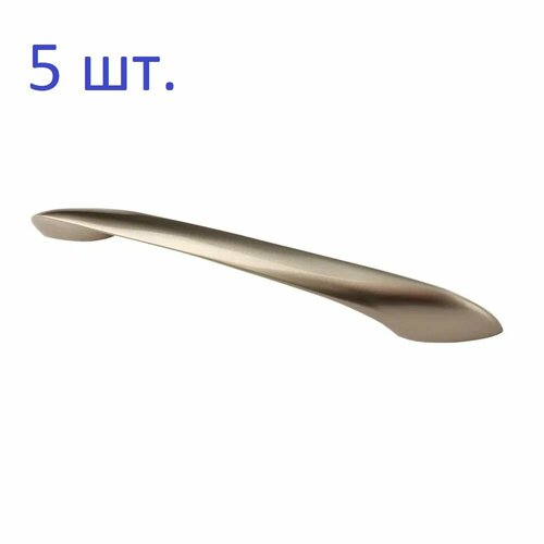 Ручка-скоба мебельная №1105, 128 мм, 190*11*23 мм, матовый никель, 5 шт.