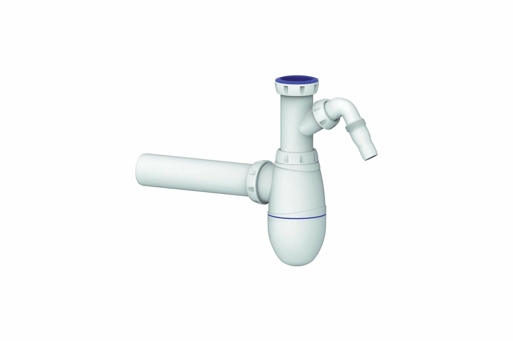 фото Сифон 1 1/2*40 B510V без выпуска, с носиком, с переходником 40*32, с трубой 40*40, UNICORN