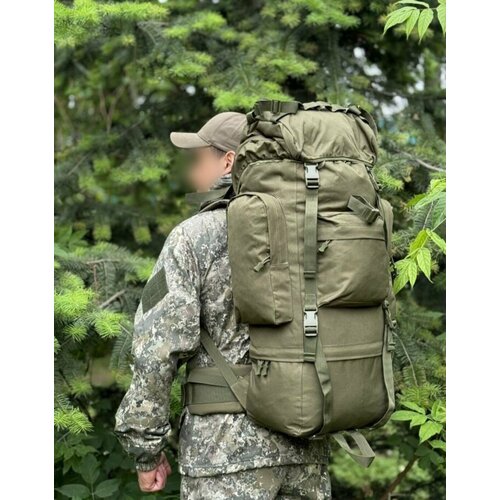 Тактический рюкзак 100 литров с алюминиевым каркасом и дождевиком/баул походный туристический олива