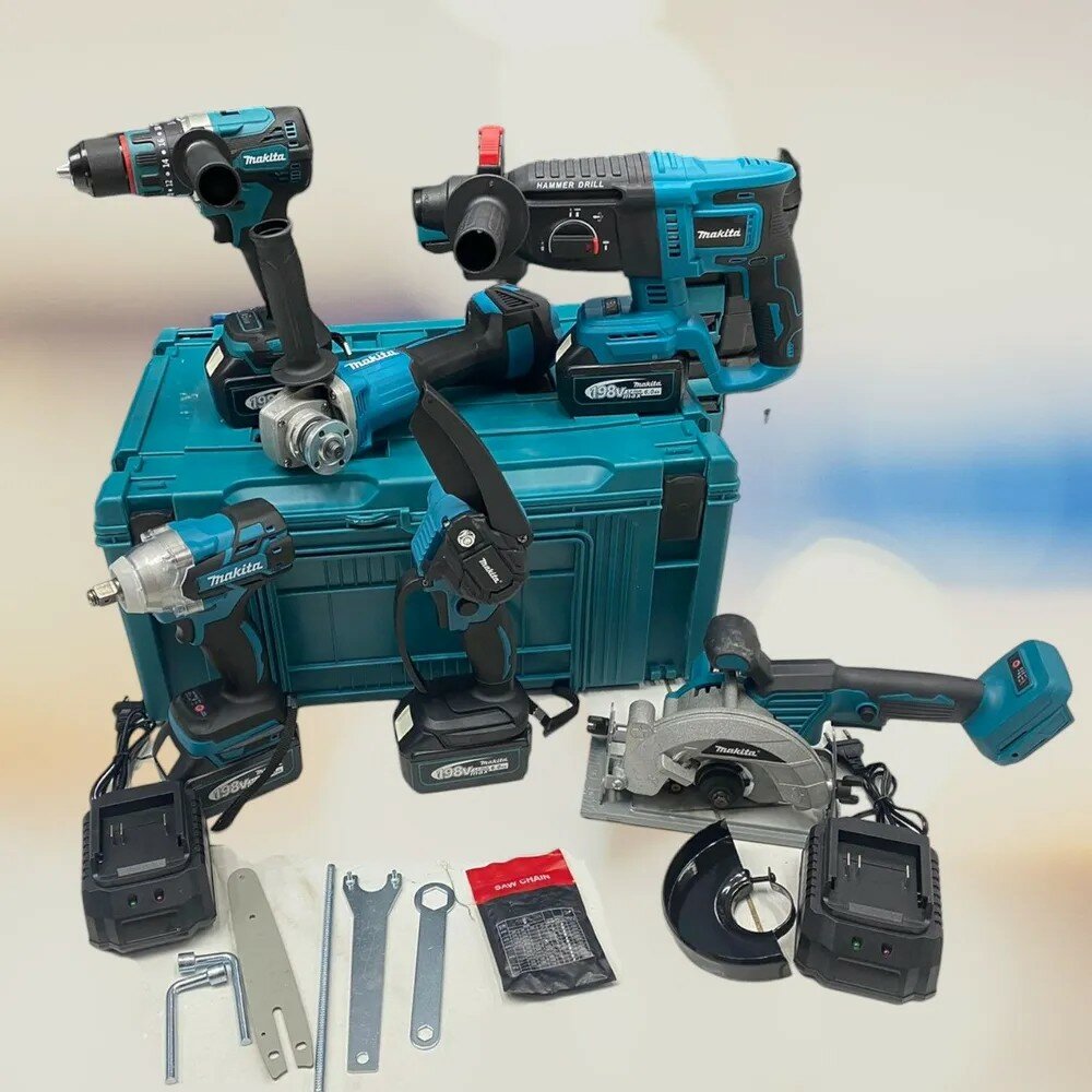 фото Набор аккумуляторного инструмента 6в1 с 4 АКБ