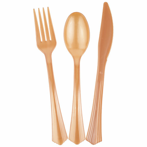 Набор столовых приборов Вилки Ложки Ножи 3 х 6 шт Матовое розовое золото 18 шт 347₽