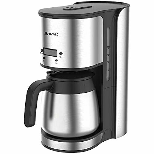 BRANDT CAF1512TH Программируемая кофеварка с фильтром Вместимость 10 чашек Резервуар 12 л Мощность 1000 Вт Программируемая на 24 часа Изолированный кувшин Функция поддержания тепла Автоматическое отключение 2562700₽
