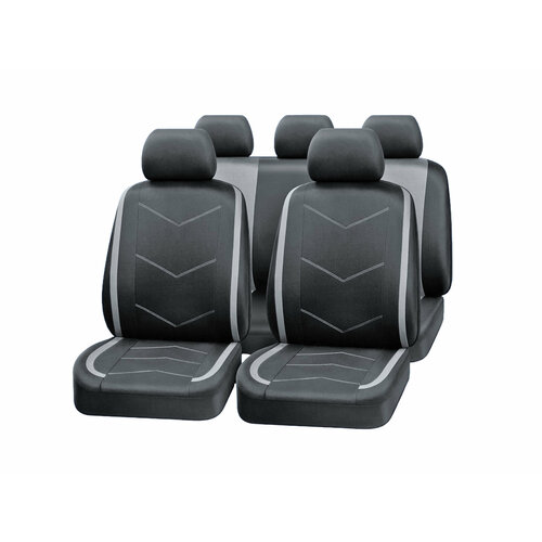 Авточехлы универсальные полиэстер черныесерая строчка 9 предметов Impulse PREMIER 3038₽