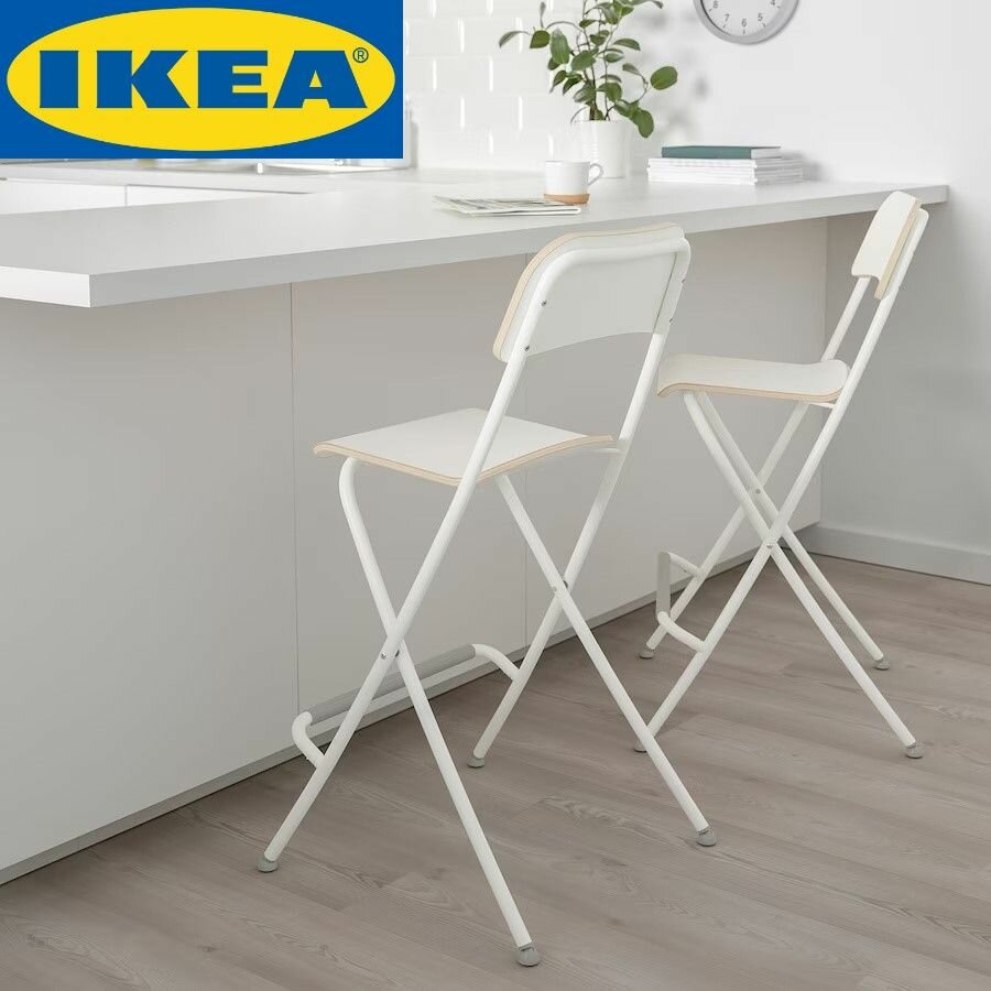 фото Барный стул складной со спинкой IKEA FRANKLIN, икеа франклин, белый, 63 см