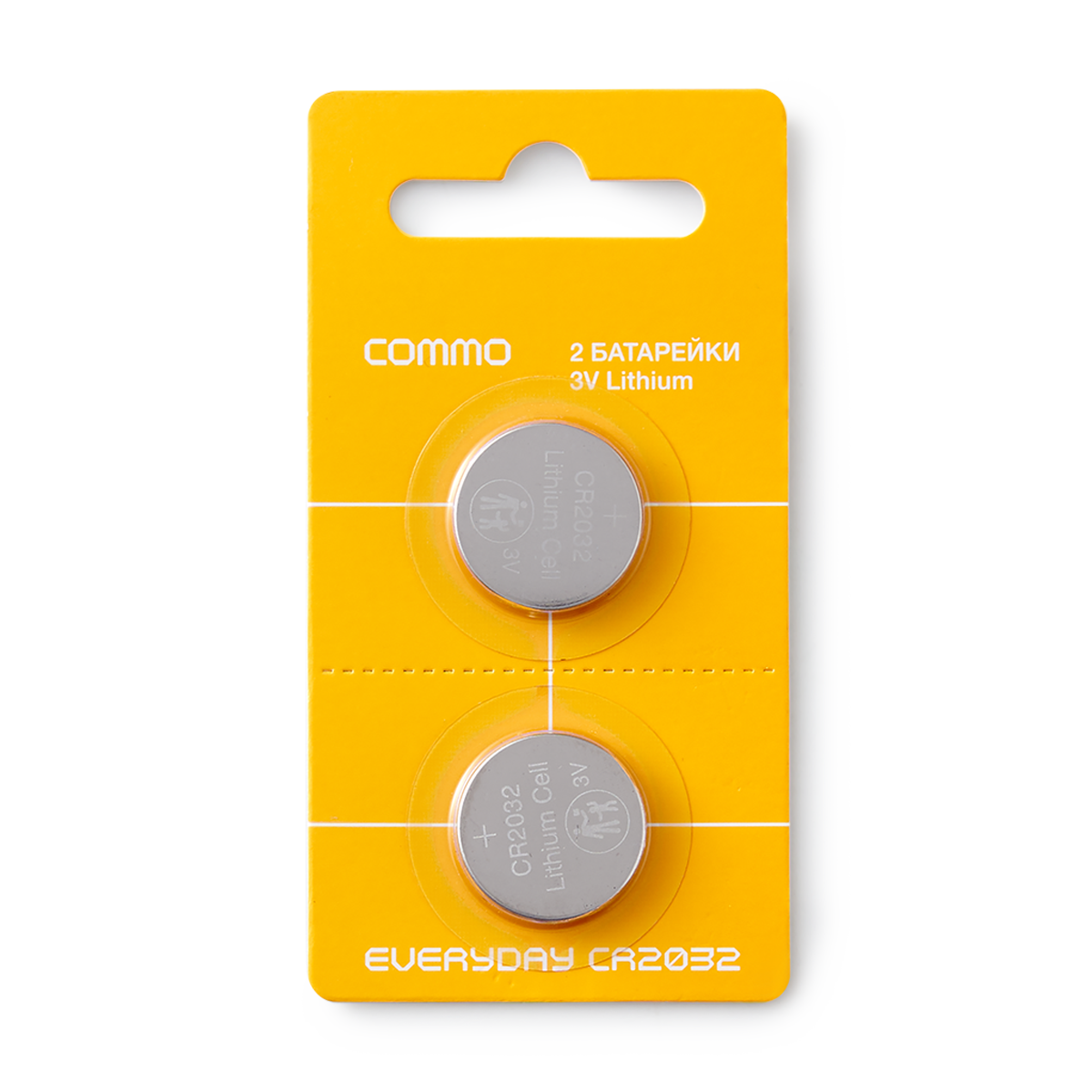 Батарейки Commo Everyday, CR2032, литиевые, плоский контакт, 2 шт