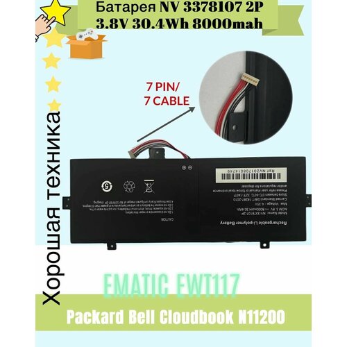 Батарея EMATIC EWT117 Packard Bell Cloudbook N11200 NV 3378107 2P 38V 304Wh 8000mah 1090₽