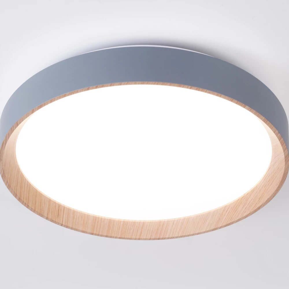 Потолочный светодиодный светильник с пультом FZ1320 GR/LWD серый/светлое дерево IP20 41W D390*70 (ПДУ ИК)