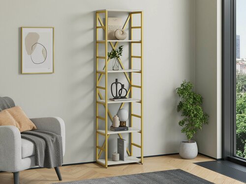 Изображение товара Стеллаж Айсберг Лофт Gold 40/6-2 Золотой с полками дуб крафт белый