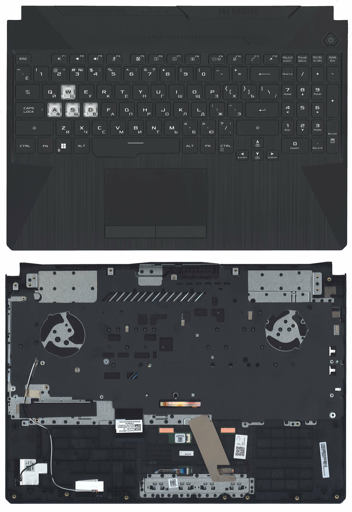 Клавиатура (keyboard) для ноутбука Asus TUF Gaming F15 FX506 топкейс, черный