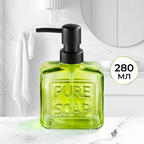 Диспенсер дозатор для моющего средства или жидкого мыла 280 мл Elan Gallery Салатовый 9х52х15 см 399₽