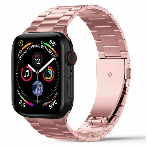 Ремешок Watch Band для Apple Watch (38/40/41) Series 1-8, SE, металлический блочный розовый, размер XL (запястье 180–200 мм), S (запястье 135–150 мм), L (запястье 160–180 мм), XXL (запястье более 200 мм)