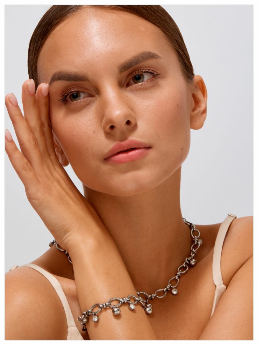 Колье ДУША_BRAND, длина 40 см, серебристый — фото 1