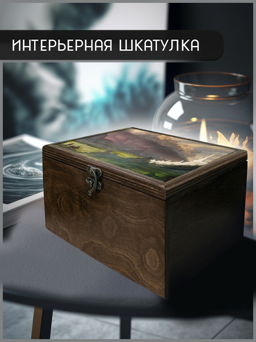 Шкатулка интерьерная для украшений универсальная 22x17x12 см фильм Властелин колец (Lord of the rings, Гондор, Средиземье, Гэндальф, Толкин, фентези) - 2045