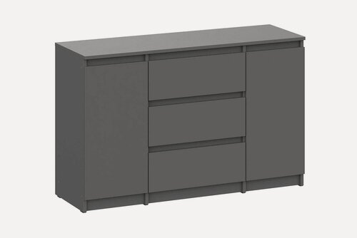 Изображение товара Комод двухстворчатый с 3-мя ящиками Эдвуд серый графит 120.1х39.0х75.4 см