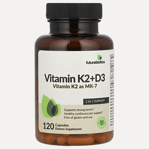 Изображение товара FutureBiotics, Vitamin K2 + D3 with Vitamin K2 as MK-7, 120 Capsules